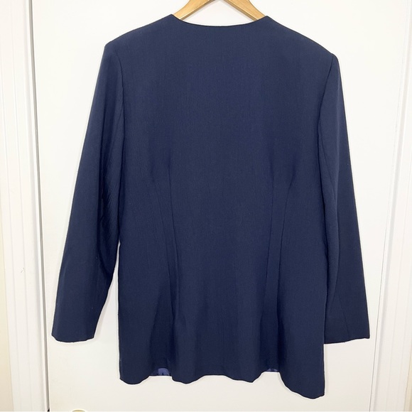 Navy Vintage 80s Ribbed Matching Blazer & Skirt Set - Picture 6 of 13